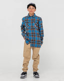 RUSTY Boys Neon Dreams R2K Long Sleeve Shirt - MARAZINE BLUE
