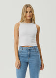 AFENDS Charlie Organic Rib Singlet - WHITE