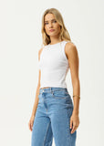 AFENDS Charlie Organic Rib Singlet - WHITE