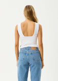 AFENDS Charlie Organic Rib Singlet - WHITE