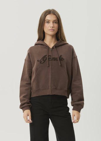AFENDS Kourt Recycled Zip Hood - COFFEE