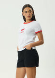 AFENDS Abiza Recycled Ringer Tee - WHITE