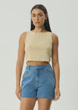 AFENDS  Sunday Hemp Seersucker Sleeveless Top - LEMON CHECK
