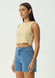 AFENDS  Sunday Hemp Seersucker Sleeveless Top - LEMON CHECK