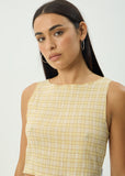 AFENDS  Sunday Hemp Seersucker Sleeveless Top - LEMON CHECK
