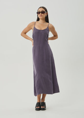 AFENDS Valley Cupro Midi Dress - AUBERGINE