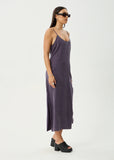 AFENDS Valley Cupro Midi Dress - AUBERGINE