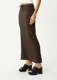 AFENDS Frida Seersucker Maxi Skirt - COFFEE