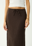 AFENDS Frida Seersucker Maxi Skirt - COFFEE