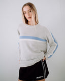 RUSTY White Lines Long Sleeve Crew Neck Knit - GREY MARLE/BLUE