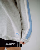 RUSTY White Lines Long Sleeve Crew Neck Knit - GREY MARLE/BLUE