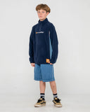 RUSTY Boys Blizzard Quarter Zip Polar Fleece - NAVY BLUE