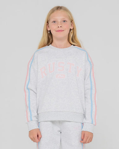 RUSTY Girls Team Varsity Crew Fleece - ECRU MARLE