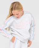 RUSTY Girls Team Varsity Crew Fleece - ECRU MARLE