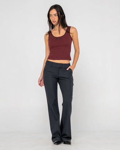 RUSTY Finance Mummy Low Rise Suit Pant - BLACK