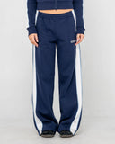 RUSTY Retro Lines Wide Leg Track Pant - NAVY BLUE