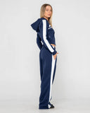 RUSTY Retro Lines Wide Leg Track Pant - NAVY BLUE