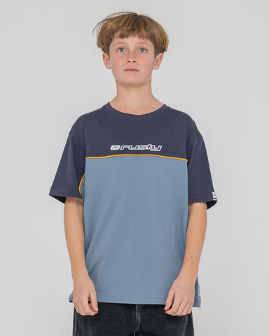 RUSTY Boys Infinity Short Sleeve Tee - DEEP SMOKE BLUE