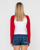 RUSTY Devil Raglan Long Sleeve Fitted Tee - WHITE