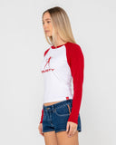 RUSTY Devil Raglan Long Sleeve Fitted Tee - WHITE