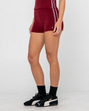 RUSTY Lamaar Towelling Booty Short - BURGUNDY