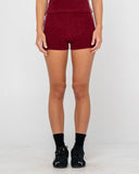 RUSTY Lamaar Towelling Booty Short - BURGUNDY