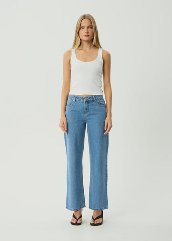 AFENDS Alyra Low Rise Wide Leg Jean - WORN BLUE