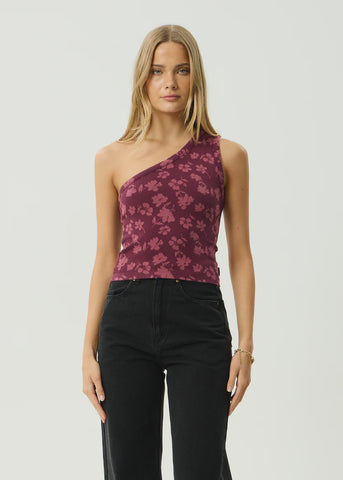 AFENDS Marin Recycled One Shoulder Top - PORT