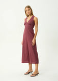 AFENDS Ledger Recycled Maxi Dress - BURGUNDY STRIPE