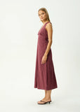 AFENDS Ledger Recycled Maxi Dress - BURGUNDY STRIPE