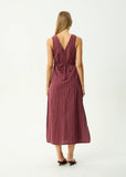 AFENDS Ledger Recycled Maxi Dress - BURGUNDY STRIPE