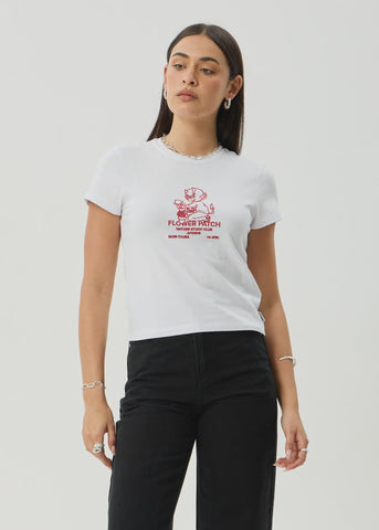 AFENDS Flower Patch Recycled Baby Tee - WHITE