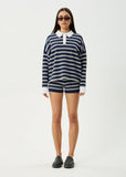 AFENDS Delta Recycled Knit Shirt - NAVY STRIPE