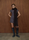 AFENDS Elodie Shev Hemp Seersucker Check Dress - INDIGO CHECK