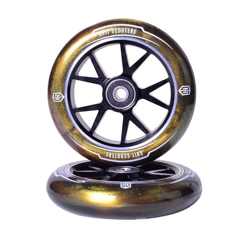 GRIT Alloy 110mm - Gold Urethane With Black Core Wheels (Pair)
