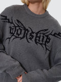 WORSHIP Trudge Box Fit Crew Knit Sweater - DARK MARLE