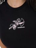 WORSHIP Cherub Cap Sleeve Tee - BLACK