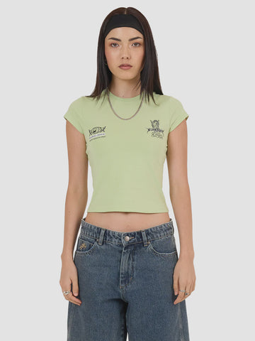 WORSHIP Logorama Cap Sleeve Tee - MARGARITA