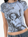 WORSHIP Not Your Angel Panelled Raglan Tee - BELL AIR BLUE