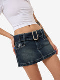 WORSHIP  Misbehave Micro Skirt - DIRTY MIDNIGHT BLUE
