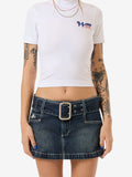 WORSHIP  Misbehave Micro Skirt - DIRTY MIDNIGHT BLUE