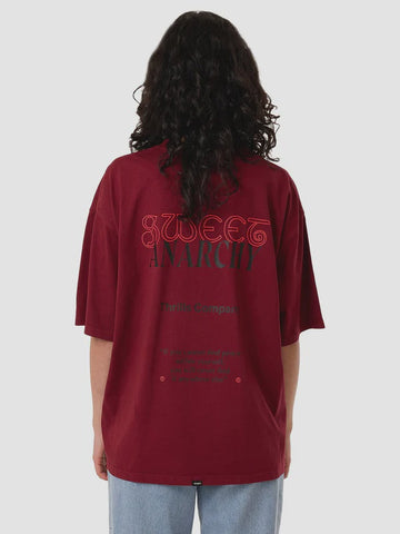 THRILLS Sweet Anarchy Oversized Tee - CABERNET