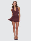 THRILLS Tommie Halter Mini Dress - BITTER CHOCOLATE