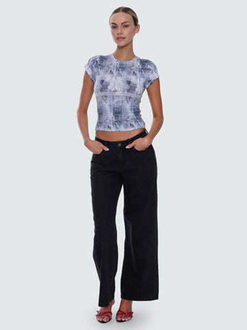 THRILLS Hunter Low Rise Wide Jeaan - AGED BLACK