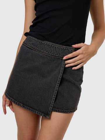 THRILLS Night Shift Wrap Mini Skirt - ASH BLACK