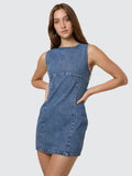 THRILLS Night Shift Mini Dress - STONED BLUES