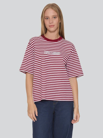 THRILLS Primitive Stripe Square Tee - SOUR CHERRY