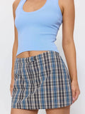 THRILLS Desert Reverb Plaid Mini Skort - DUSTY BLUE