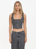 THRILLS Good Intentions Denim Top - SMOKED RIB