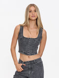 THRILLS Good Intentions Denim Top - SMOKED RIB